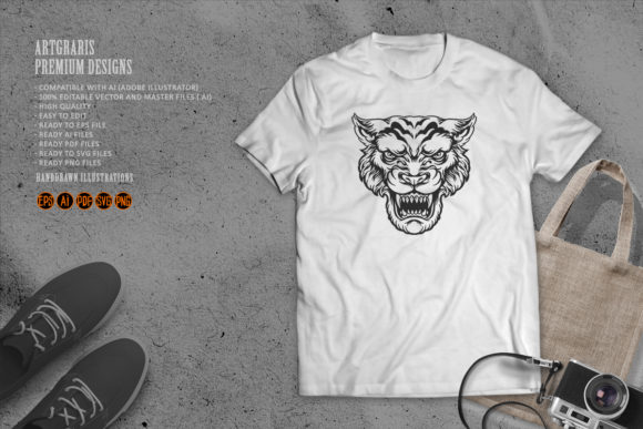 Download Angry Tiger Head Illustration Silhouette - Silhouette Collection