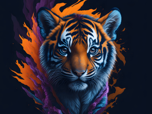 Download Cute Floral Tiger Illustration Art 4 - Tiger illustration Collection