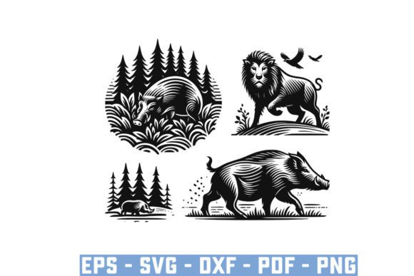 Download Wild Boar Hunter Pig Silhouette Bundle - Silhouette Collection
