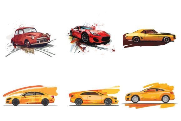 Download Car Vector Flat Design with Brush - Flat Collection