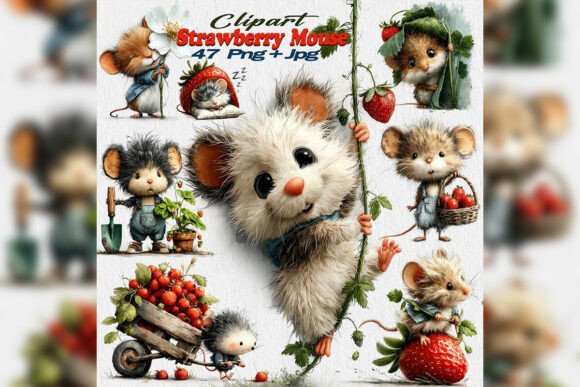 Download Strawberry Mouse Clipart Flat Design Png - Flat Collection