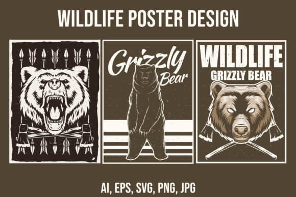 Download Wildlife Poster Design with Bear Mascot - Wildlife Collection