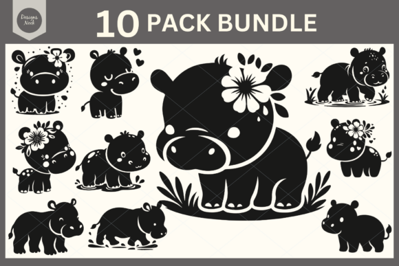 Download Baby Hippo SVG File Clipart Silhouette - Silhouette Collection