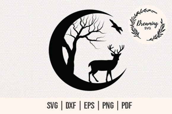 Download Deer SVG - Moon Wildlife SVG - Buck SVG - Wildlife Collection
