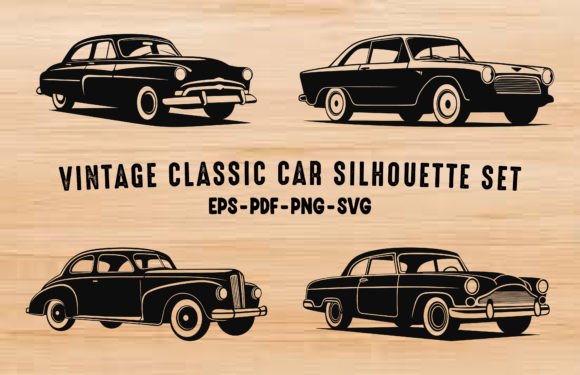 Download Vintage Classic Car Vector Silhouettes - Silhouette Collection