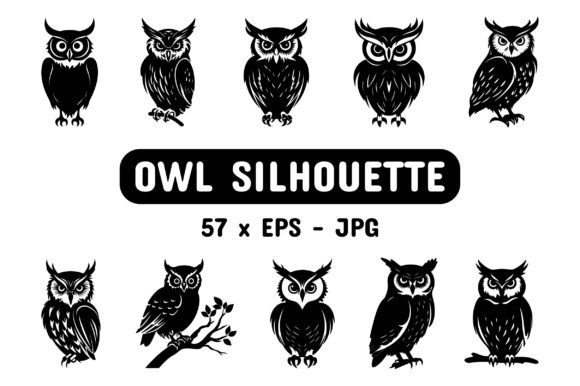 Download Owl Silhouette Set Collection Bundle - Silhouette Collection