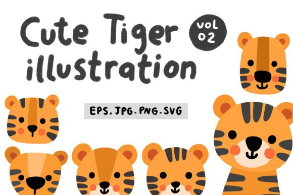 Download Cute Tiger Illustration Vol 02 - Tiger illustration Collection