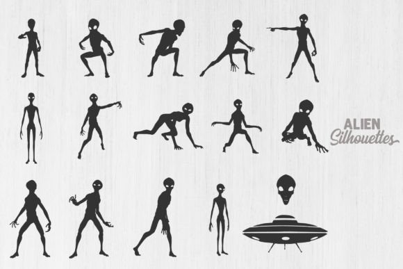 Download Alien SVG Cut File, Alien Silhouettes - Silhouette Collection