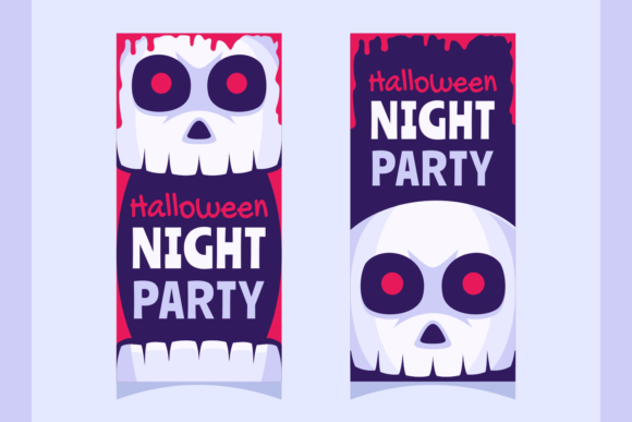 Download Spooky Halloween Skull Banner FlatDesign - Flat Collection