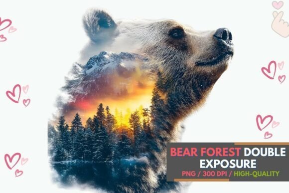 Download Bear Forest Double Exposure Wildlife Art - Wildlife Collection