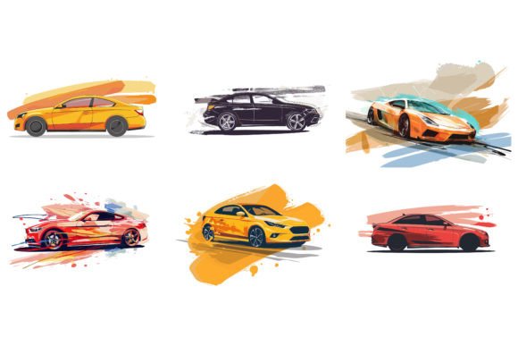 Download Car Vector Flat Design with Brush - Flat Collection