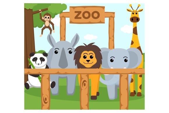 Download The Zoo Animals Flat Design - Flat Collection