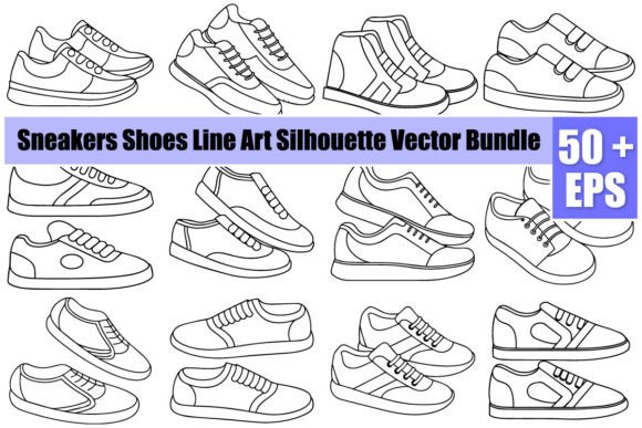 Download Sneakers Shoes Line Art Silhouette - Silhouette Collection
