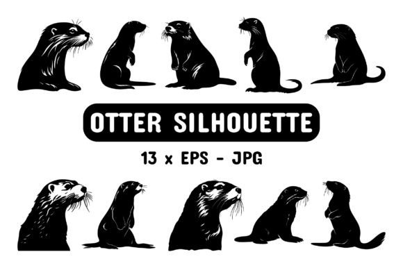 Download Otter Silhouette Set Collection Bundle - Silhouette Collection
