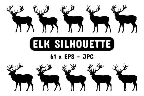Download Elk Silhouette Set Collection Bundle - Silhouette Collection