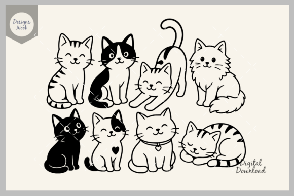 Download Cute Cat SVG Bundle, Cat Silhouette SVG - Silhouette Collection
