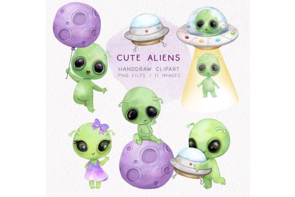 Download UFO, Alien Clipart, Instant Download - Instant download Collection
