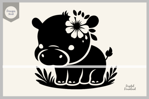 Download Baby Hippo SVG File Clipart Silhouette - Silhouette Collection