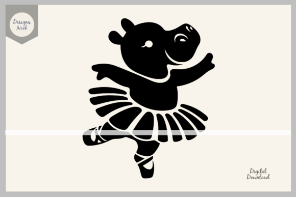 Download Ballerina Hippo SVG Clipart Silhouette - Silhouette Collection