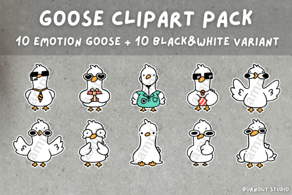 Download Goose Clipart Pack PNG Instant Download - Instant download Collection