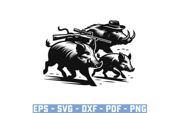 Download Wild Boar Hunter Pig Silhouette Bundle - Silhouette Collection