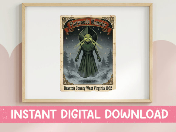 Download Flatwoods Monster Vintage Card Art - Flat Collection