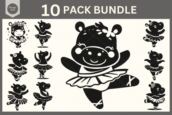 Download Ballerina Hippo SVG Clipart Silhouette - Silhouette Collection