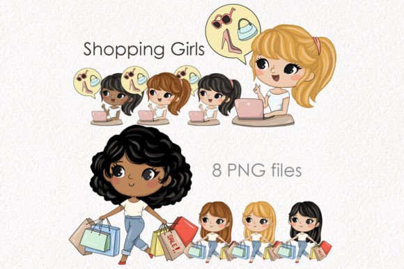 Download Shopping Girls Clipart Instant Download - Instant download Collection