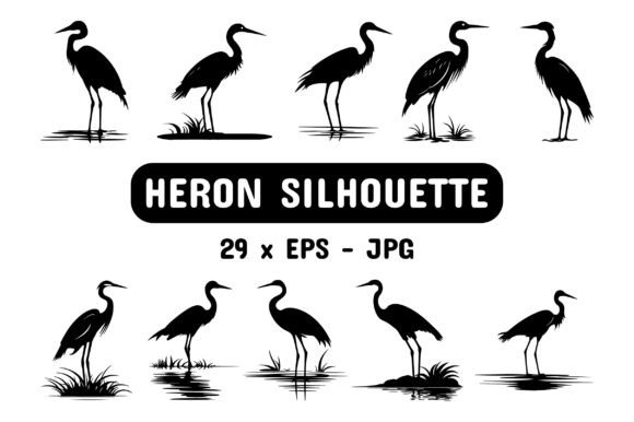Download Heron Silhouette Set Collection Bundle - Silhouette Collection