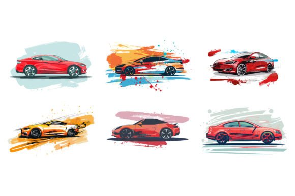 Download Car Vector Flat Design with Brush - Flat Collection