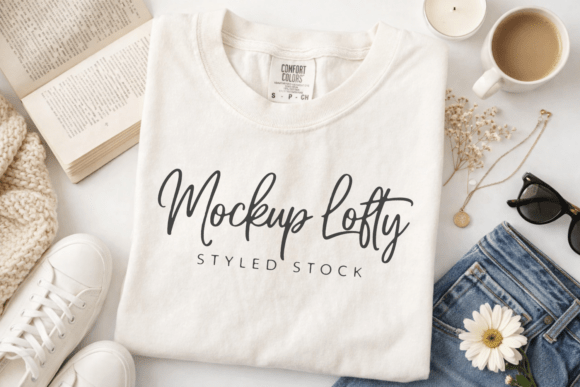 Download C1717 Ivory Flat Lay T-shirt Mockup - Flat Collection